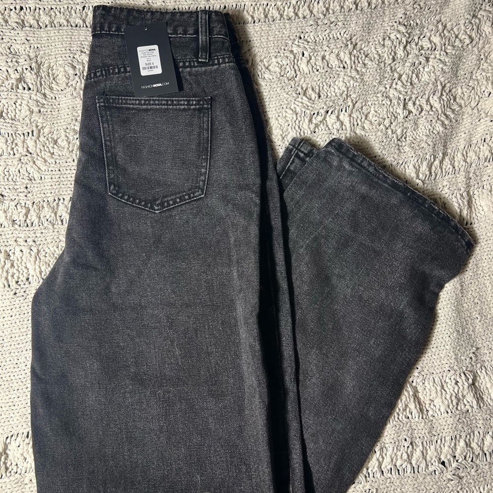 Fashion Nova Black Non Stretch Straight Leg Jeans